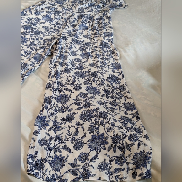 LOFT Blue and White Jumpsuit Romper Ruffled Neckline, 0 - Picture 10 of 11